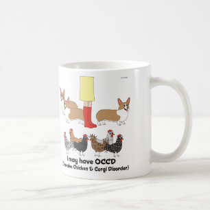 Tasse obsédante de désordre de poulet et de corgi