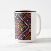 Tasse orange des soleils de broderie de Vyshyvanka (Devant droit)