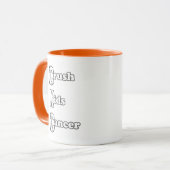 Tasse orange "du Cancer des enfants d'écrasement" (Devant gauche)