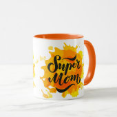 Tasse Orange et Jaune Super Maman (Devant droit)