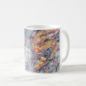 Tasse orientale fraîche de tatouage de dragons (Devant droit)
