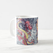 Tasse orientale fraîche de tatouage de dragons (Devant gauche)