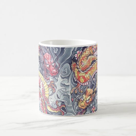 Tasse orientale fraîche de tatouage de dragons (Centre)