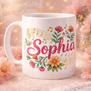 Tasse Pailletée Fleurie Amoureuse de Musique Sophi