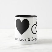 Tasse Paix, Amour & Vélos (Centre)