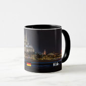 Tasse panoramique de nuit de Cologne Allemagne (Devant droit)