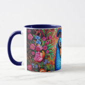 Tasse Paon Monogramme Personnalisé Éblouissant (Gauche)