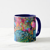 Tasse Paon Monogramme Personnalisé Éblouissant (Devant droit)