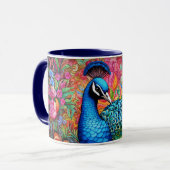 Tasse Paon Monogramme Personnalisé Éblouissant (Devant gauche)