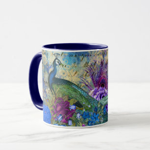 Tasse Paon Monogramme Personnalisé Éblouissant