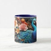 Tasse Paon Monogramme Personnalisé Éblouissant (Centre)