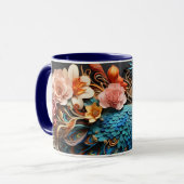 Tasse Paon Monogramme Personnalisé Éblouissant (Devant gauche)