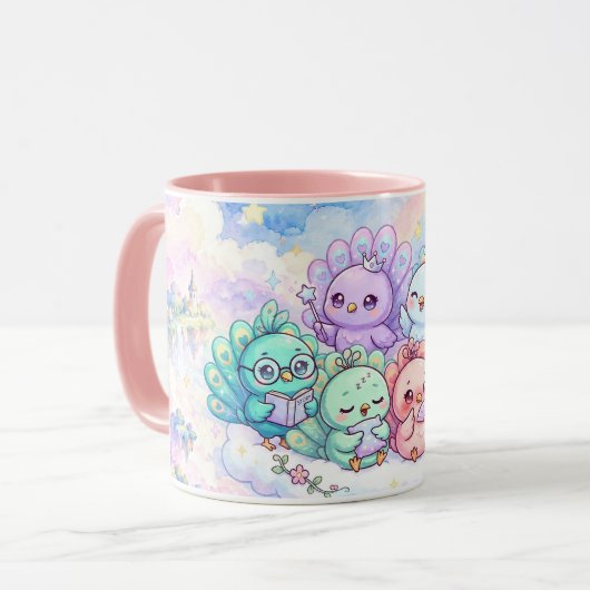 Tasse Paons Colorés Mignons (Devant gauche)