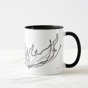 tasse papillon de café de dessin au trait