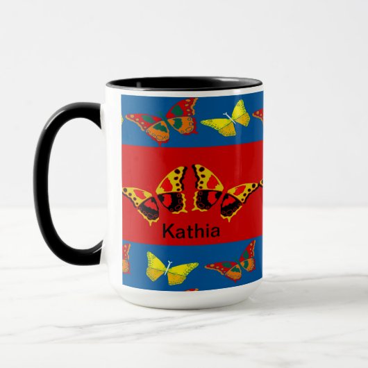 Tasse Papillon en Bleu, Jaune & Rouge (Gauche)