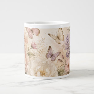 Tasse papillon et fleurs à l'aquarelle
