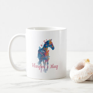 Tasse papillon floral cheval personnalisée