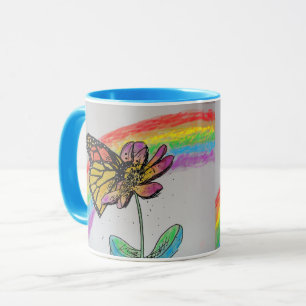 Tasse Papillon Monarque Arc-en-Ciel Bleu