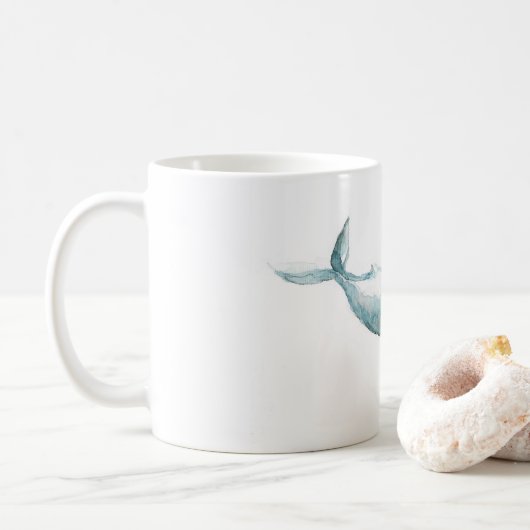 Tasse partie de natation de baleine d'aquarelle (Avec donut)
