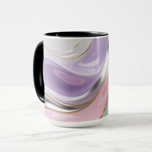 Tasse pastel d'art fluide abstrait – Art pastel te (Devant gauche)