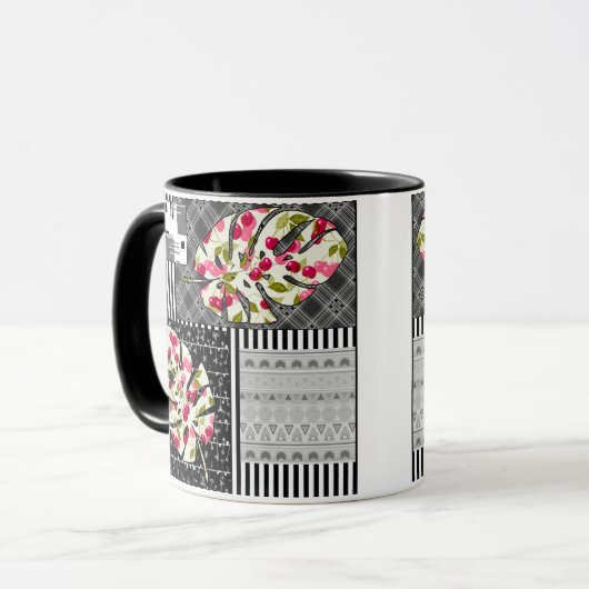 Tasse Patchwork abstrait de quilting quilt rétro v (Devant gauche)