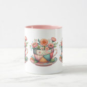 Tasse patchwork avec fleurs fantaisistes (Centre)