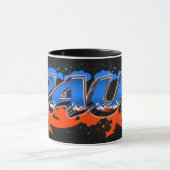 Tasse Paul prénom nom graffiti bleu orange (Centre)