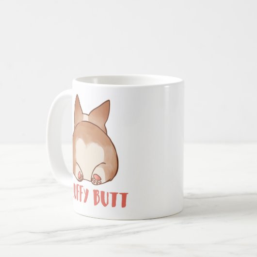 Tasse pelucheuse de corgi de bout (Devant gauche)