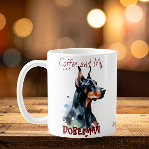 Tasse personnalisable Café et mon doberman mignon