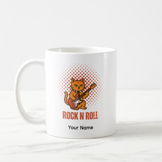 Tasse personnalisable Chat Rock Mignon (Gauche)