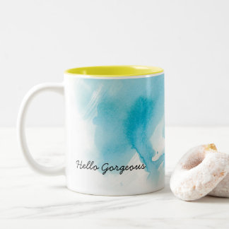 Tasse personnalisable d'aquarelle d'Aqua turquoise