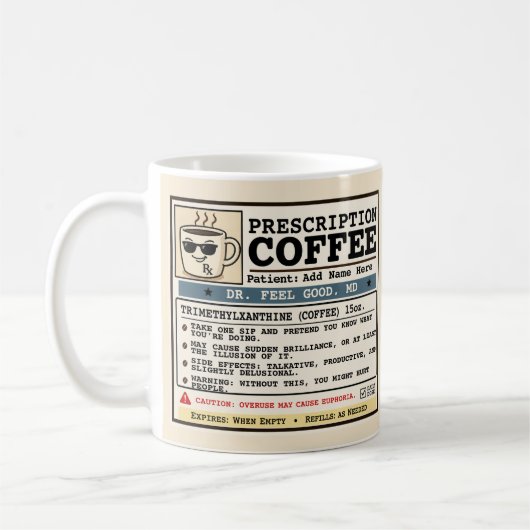 Tasse personnalisable de café RX avec ordonnance d (Gauche)