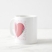 Tasse personnalisable de coeur de cancer du sein (Devant gauche)
