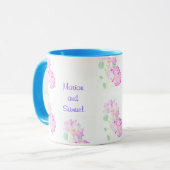 Tasse personnalisable de mariage, roses roses (Devant gauche)