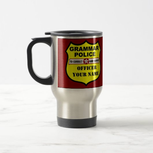 Tasse personnalisable de voyage de police de (Gauche)