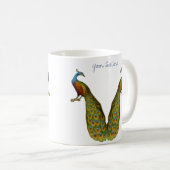 Tasse personnalisable d'oiseau d'art de paon (Devant droit)