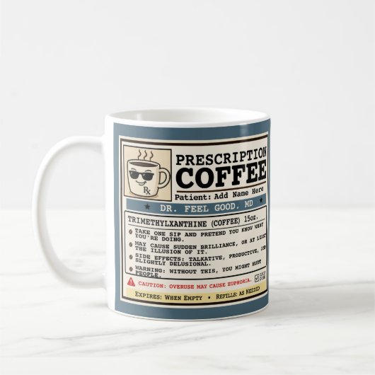 Tasse personnalisable drôle d'ordonnance de café R (Gauche)