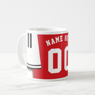 Tasse personnalisable, rouge et blanc de Jersey de