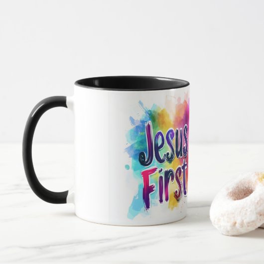 Tasse personnalisé Jesus First (Avec donut)