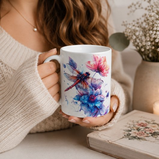 Tasse personnalisée à dragonfly aquarelle
