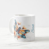 Tasse personnalisée à dragonfly aquarelle (Devant gauche)