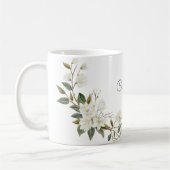 Tasse personnalisée à fleurs blanches élégantes av (Gauche)