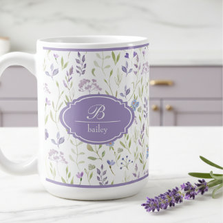 Tasse personnalisée à fleurs sauvages violettes
