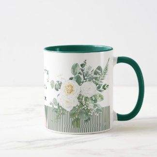 Tasse personnalisée à motif floral de rose blanche