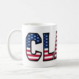Tasse personnalisée au nom de Claas de style USA