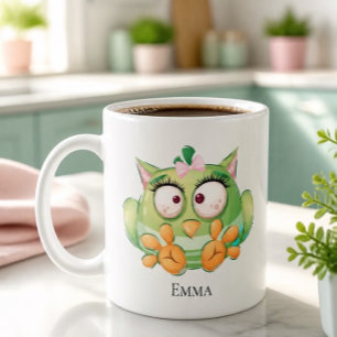 Tasse personnalisée avec chouette colorée amusante