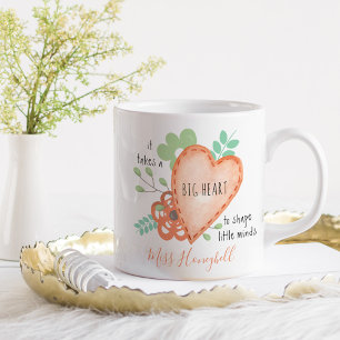 Tasse personnalisée avec citation de professeur cœ