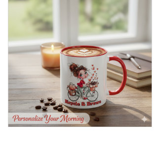 Tasse personnalisée avec fille mignonne à l'aquare