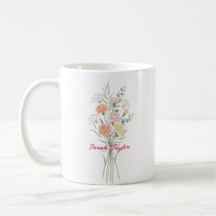 Tasse personnalisée avec fleur de naissance aquare