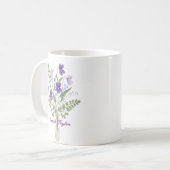 Tasse personnalisée avec fleur de naissance violet (Devant gauche)